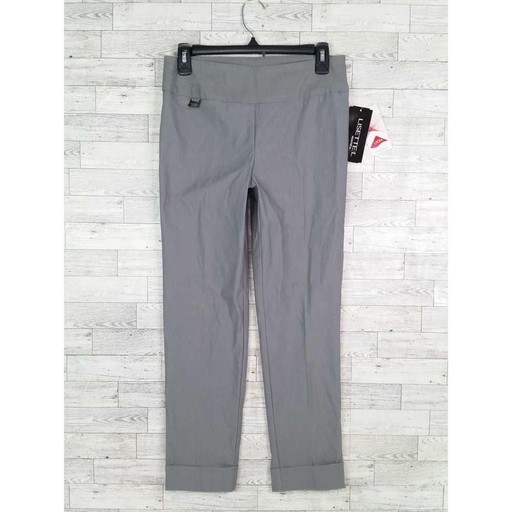 Lisette L Montreal Signature Slim Pants Gray Slacks Women's Size 4 New Nwt